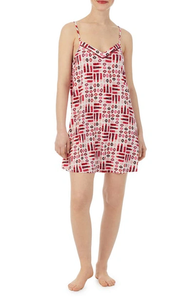 Kate Spade Lace Trim Print Chemise In Lipstick Party Print