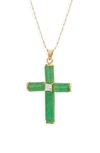 Child Of Wild Giovanni Jade Cross Pendant Necklace In Gold
