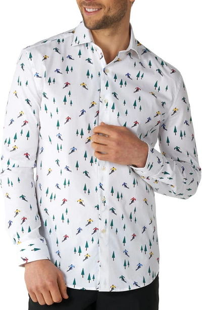 Opposuits Men's Winter Sprinter Christmas Skiing Dress Shirt In White