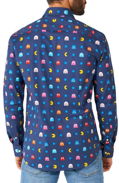 Opposuits Pixel Pac-man™ Stretch Button-up Shirt In Blue