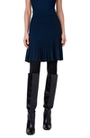 Akris Punto Short Sunray Rib-knit Wool Skirt In 079 Navy Denim