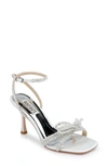 Badgley Mischka Effie Ankle Strap Sandal In White Satin