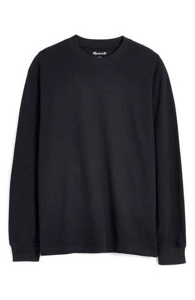 Madewell Long Sleeve Boxy Cotton T-shirt In Classic Black