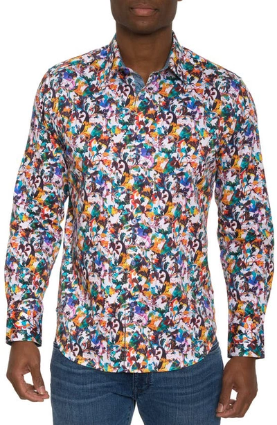 Robert Graham Como Paisley Stretch Cotton Button-up Shirt In Blue Multicolor