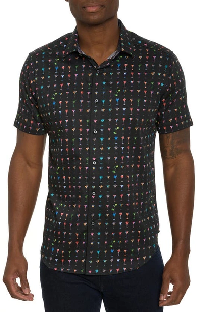 Robert Graham The Martini Short Sleeve Stretch Cotton Button-up Shirt In Black