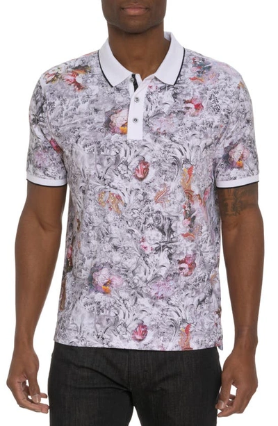 Robert Graham Roaring Floral Cotton Polo In White