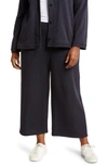 Eileen Fisher Slubby Cropped Wide-leg Pants In Nocturne