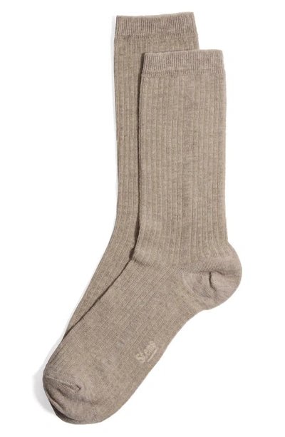 Stems Ribbed Cashmere-blend Crew Socks In Gris