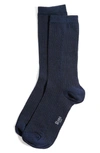 Stems Cotton & Cashmere Blend Crew Socks In Navy