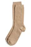 Stems Ribbed Cashmere-blend Crew Socks In Nude