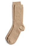 Stems Ribbed Cashmere-blend Crew Socks In Brown