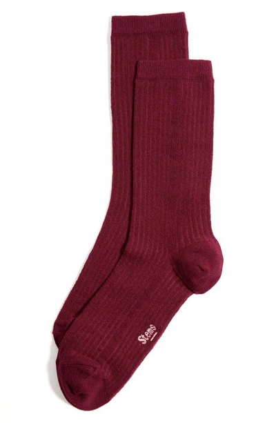 Stems Cotton & Cashmere Blend Crew Socks In Plum