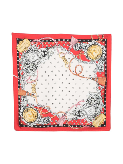 Moschino Graphic-print Silk Scarf In Red