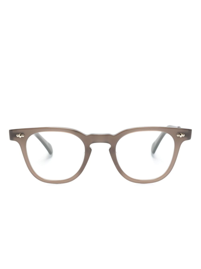 Garrett Leight Rivet-detail Wayfarer-frame Glasses In Brown