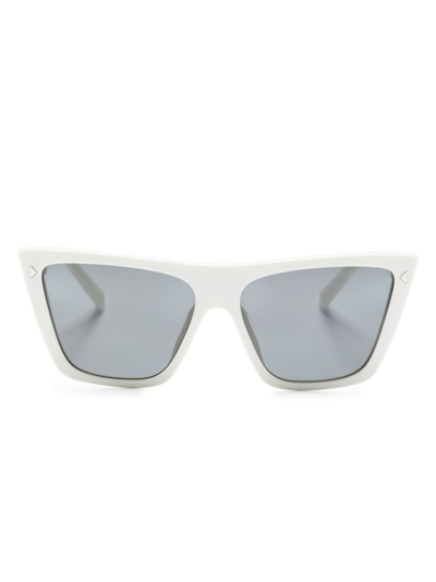 Prada Logo-lettering Rectangle-frame Sunglasses In Gray