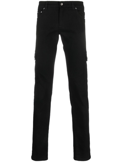 Dolce & Gabbana Slim-cut Stretch Cargo Jeans In Black