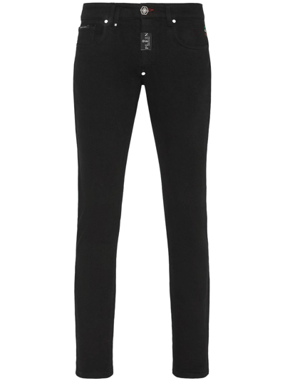 Philipp Plein Logo-patch Skinny Jeans In Black