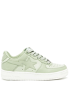 A BATHING APE LOGO-PATCH LEATHER SNEAKERS