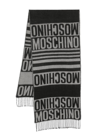 Moschino Jacquard Logo Scarf In Black