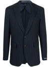 Polo Ralph Lauren Pinstriped Single-breasted Blazer In Blue