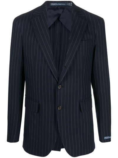 Polo Ralph Lauren Pinstriped Single-breasted Blazer In Blue