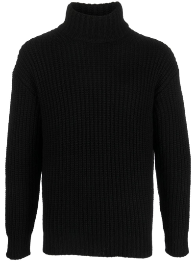 Roberto Collina Roll-neck Chunky-knit Jumper In Black
