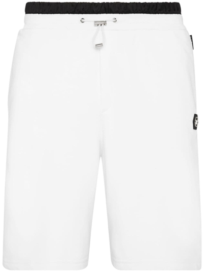 Philipp Plein Logo-patch Straight-leg Shorts In White