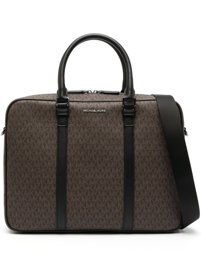 Michael Kors Monogram-pattern Leather Tote Bag In Brown