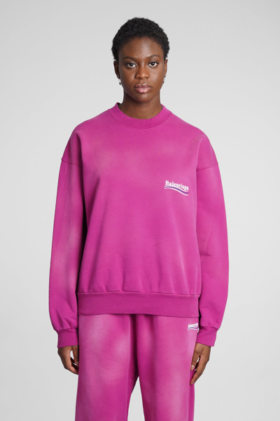 Balenciaga Sweatshirt In Rose-pink Cotton