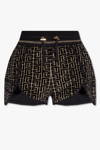 Balmain Monogram Velvet Jersey Shorts In Black
