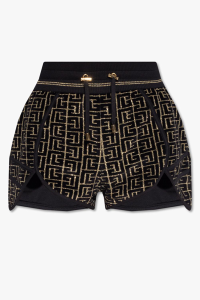 Balmain Monogram Running Shorts In Black