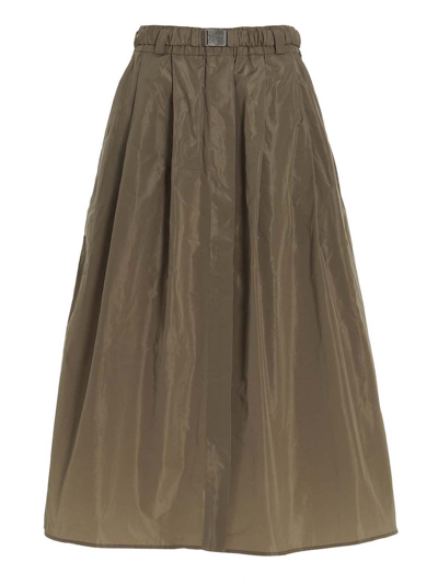 Brunello Cucinelli Taffeta Skirt In Brown