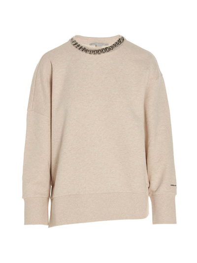 Stella Mccartney Chain-link Cotton Sweatshirt In Beige