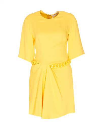 Stella Mccartney Falabella Chain Drape Mini Dress In Sunflower
