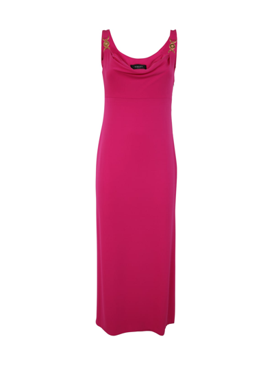 Versace Jersey Gown Long Dress In Glossy Pink