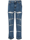 Alexander Mcqueen Distressed Cropped Jeans In Blau