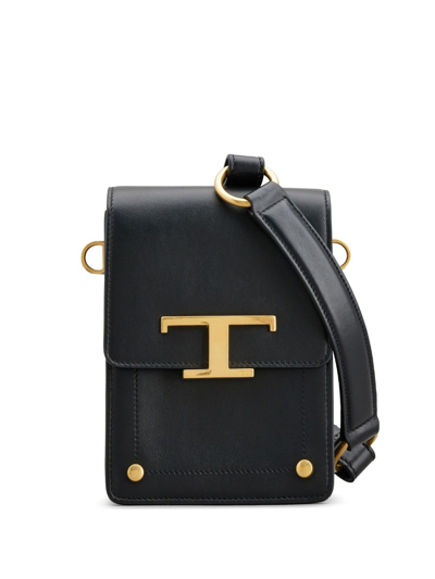 Tod's Logo-plaque Leather Crossbody Bag In Black