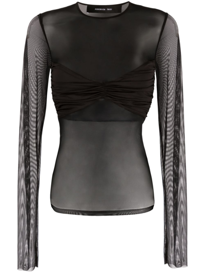 Federica Tosi Semi-sheer Layered Top In Black