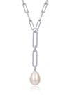 Lafonn Cultured Pearl & Simulated Diamond Y Necklace In Silver