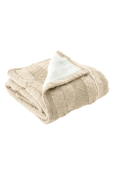 Modern Threads Cable Knit Throw Blanket In Natural