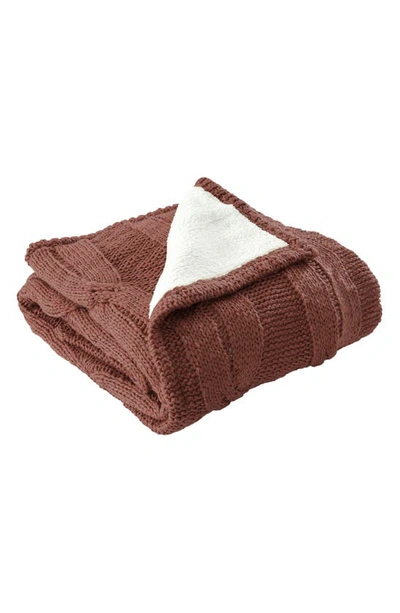 Modern Threads Cable Knit Throw Blanket In Nutmeg