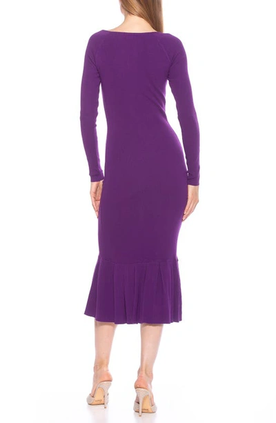 Alexia Admor Reese Long Sleeve Knit Midi Dress In Plum