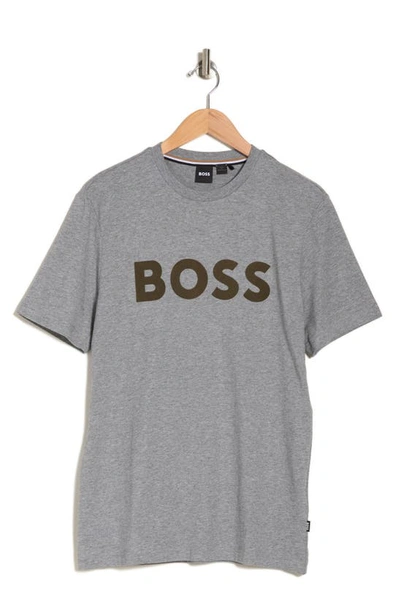 Hugo Boss Tiburt 318 Logo Graphic T-shirt In Silver
