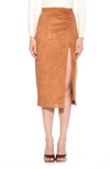 Alexia Admor Zayla Faux Suede Pencil Skirt In Camel