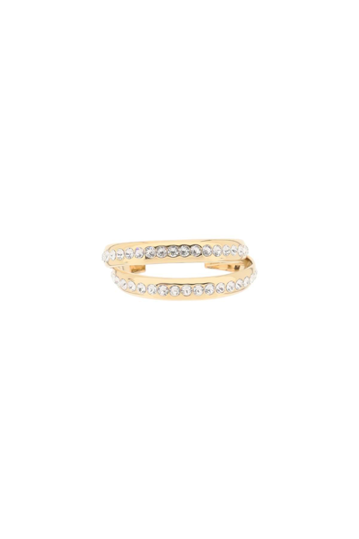 Amina Muaddi Jahleel Bangle Gold White Crystal Bracelet