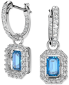 Swarovski Millenia Drop Earrings Octagon Cut Blue Rhodium Plated In Blue