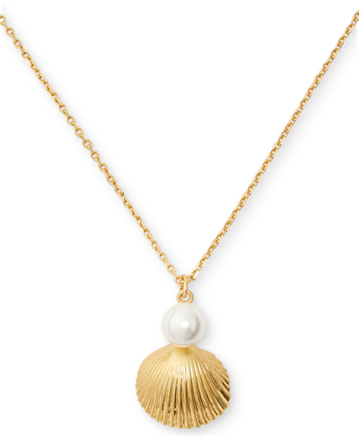 Kate Spade Gold-tone Reef Treasure Imitation Pearl & Shell Mini Pendant Necklace, 16" + 3" Extender In Gold Multi