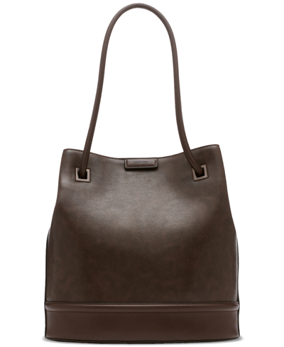 Calvin Klein Ash Medium Tote With Magnetic Snap In Java