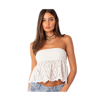 Edikted Lacey Scrunch Strapless Top In White