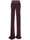 Rick Owens Bias Wide Waistband Velvet Knit Pants In Purple